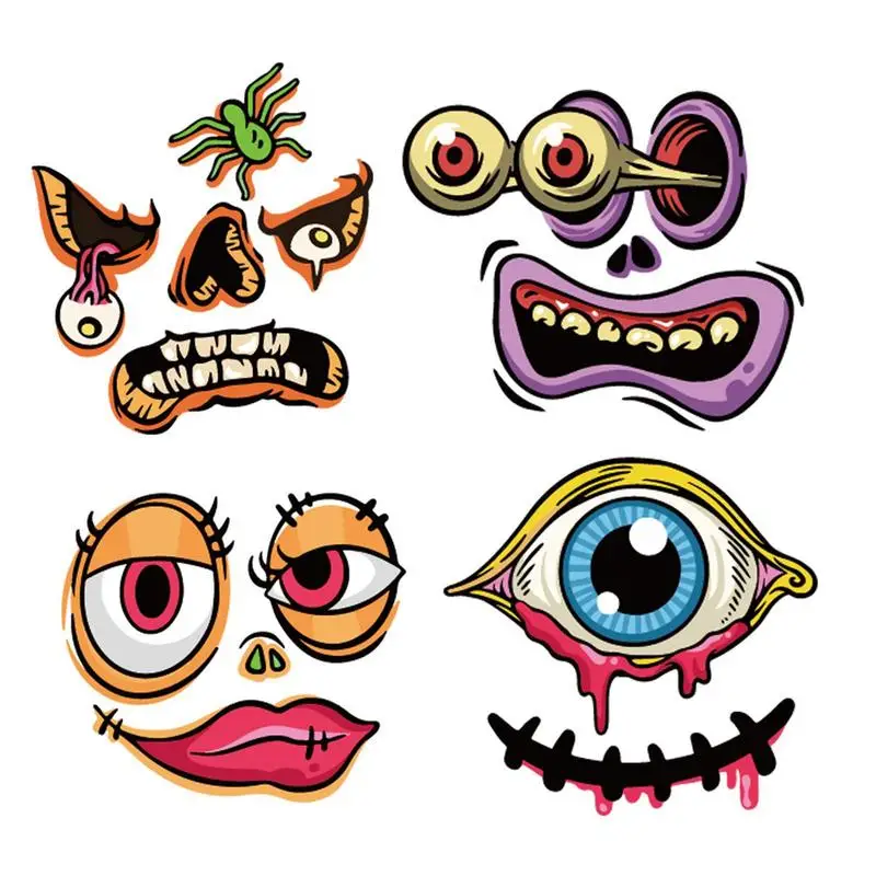 

Halloween Face Stickers Funny Face Jack-O-Lantern Reusable Decals Home Decor Products For Luggage Pumpkin Lamp Living Room Wall