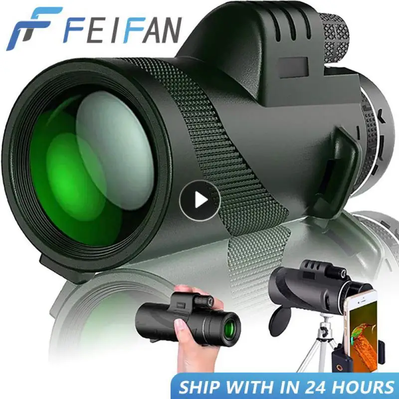 80X100 HD Monocular Telescope 8000M Long Range Zoom Bak4 Prism Telescope With/without Tripod Phone Clip Hunting Outdoor Camping