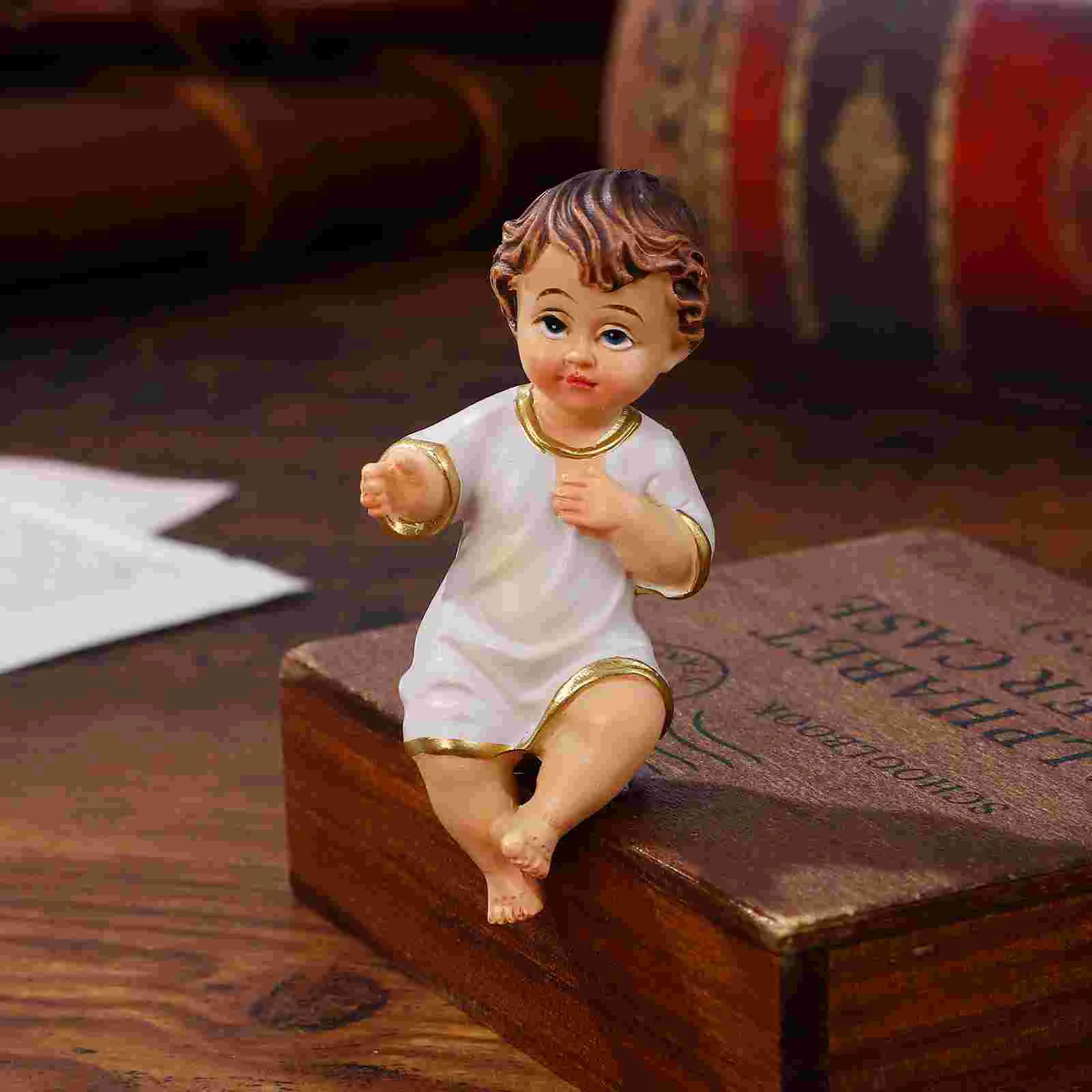 Religious Holy Child Ornament Home Decor Resin Jesus Baby Figurine Church Adornment Kit Saint Decorations