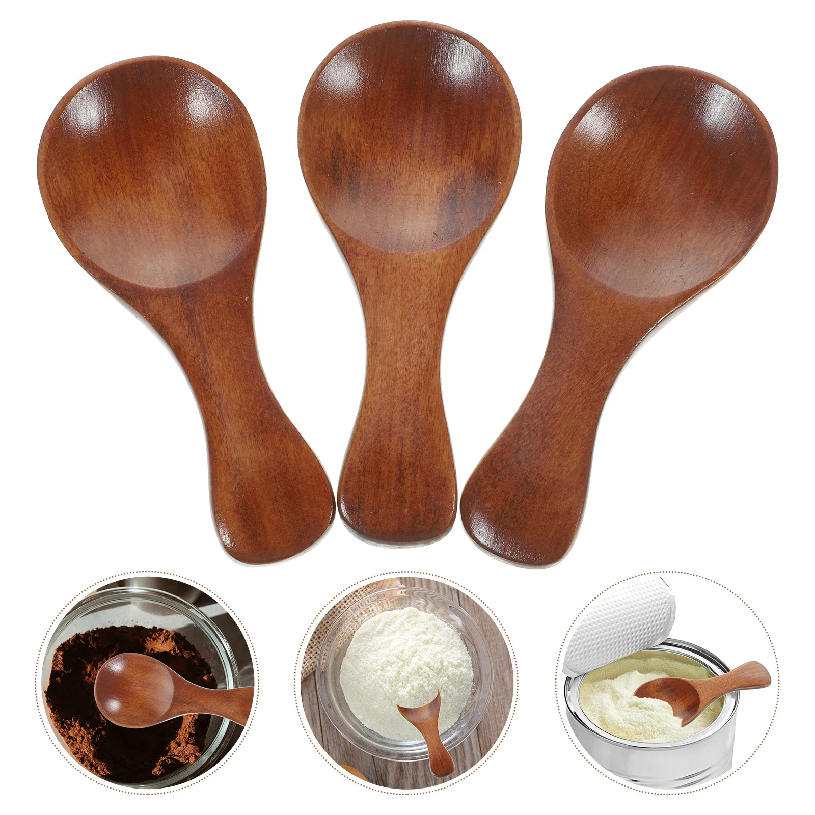 

3pcs Small Wooden Wooden Teaspoons Children Milk Dessert