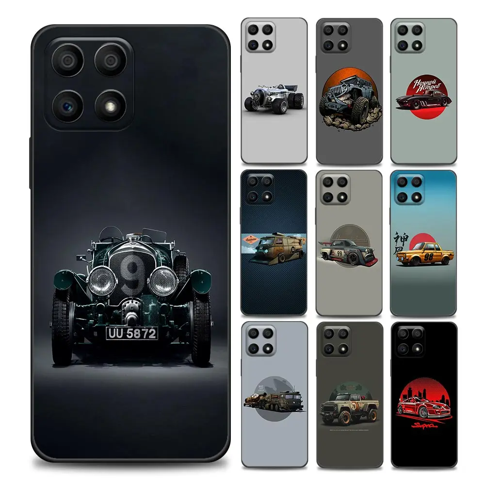 

Cute Cartoon Vintage Cars JDM Phone Case for Honor 8X 9S 9A 9C 9X 9A 50 10 20 30 Pro 30i 20S(6.15) Play 9A Soft Silicone