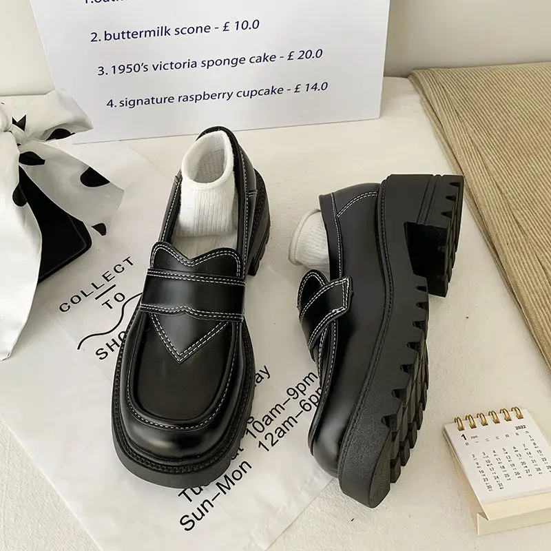 

Туфли-лодочки женские из натуральной кожи с круглым носком, на платформе