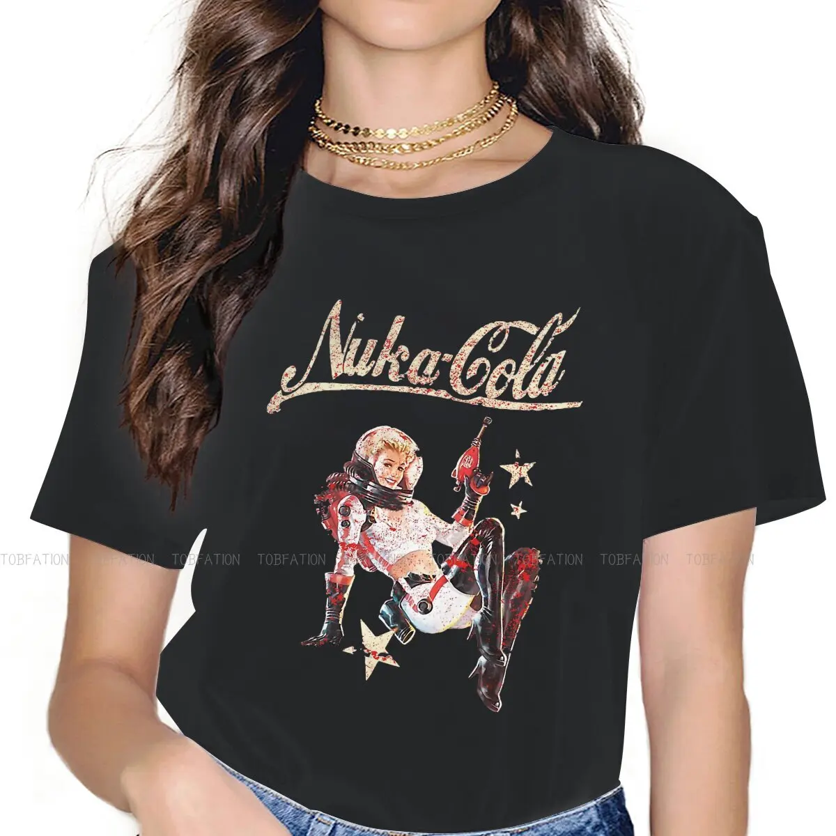 

Woman Round Collar TShirt Nuka-Cola Pinup Girl Pure Cotton Classic T Shirt Girl Tops Fashion Big Sale