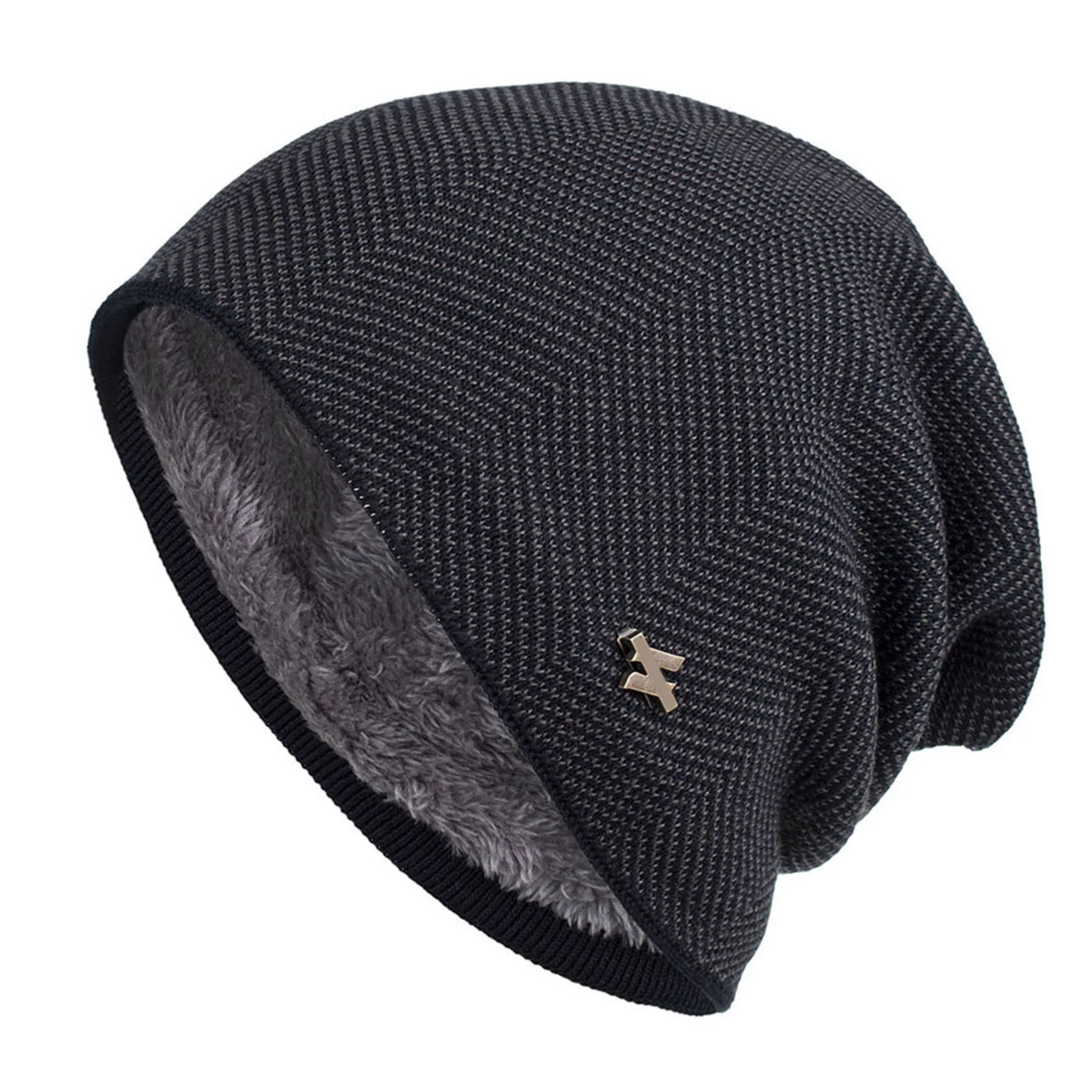 

Универсальная трикотажная шапка с манжетами и черепом, удобная шерстяная шапка сплошного цвета для холодной погоды, обогреватель для головы