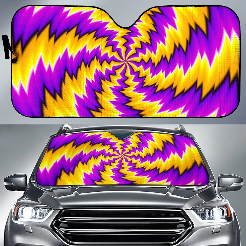 

Yellow Vortex Moving Optical Illusion Car Sun Shade