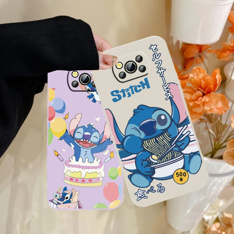 

Disney Stitch Clear Phone Case For XiaoMi POCO X2 X3 X4 GT NFC Pro M3 M4 Pro F3 F4 GT C3 C31 C40 Liquid Rope Funda Cover Soft