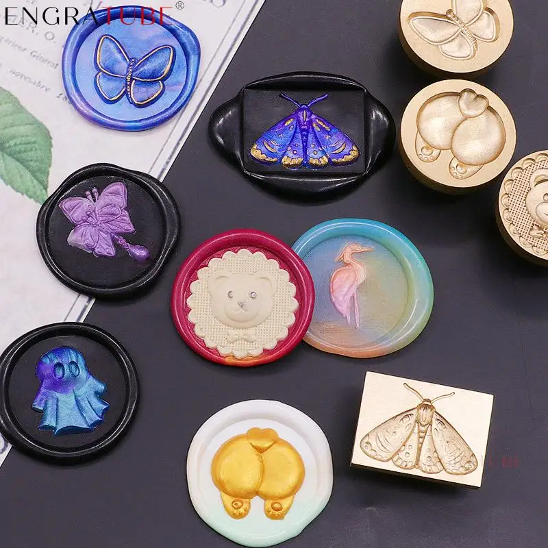 

Ornament 3D Plant Wedding Wax Sealing Stamp Heron Moth DIY Ancient Seal Retro Stamp Personalized Vintage Wax Seal Relief Design