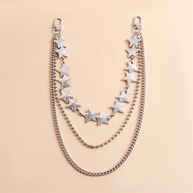 Цепочка для брюк в стиле хип-хоп с пятиконечными звездами