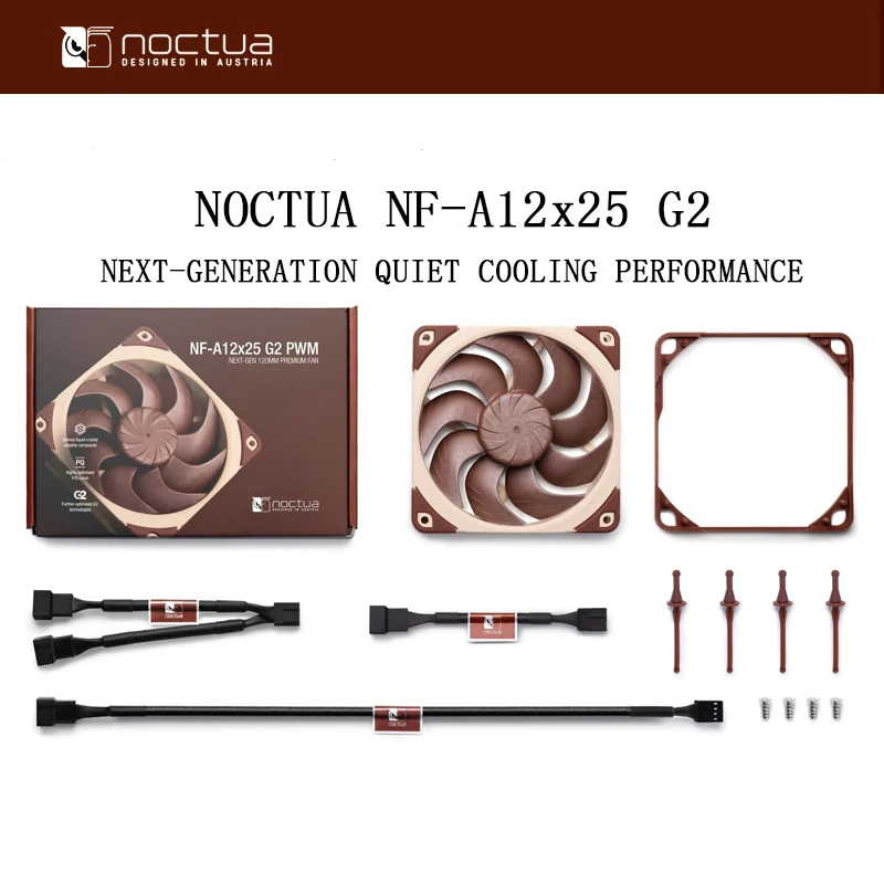Фото Noctua NF-A12X25 G2 LS-PWM SX2-PP Бесшумный радиатор Кулер для процессора Вентилятор Тихий корпус Охлаждение 4-контактный контроль температуры Тихий радиатор №1