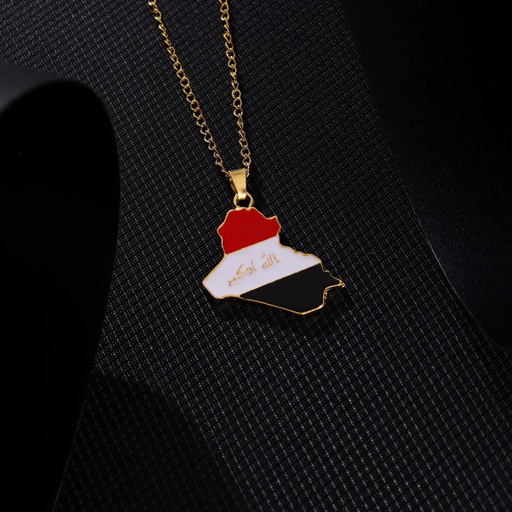 Модное ожерелье с подвеской в виде карты Ирака для мужчин и женщин изящные
