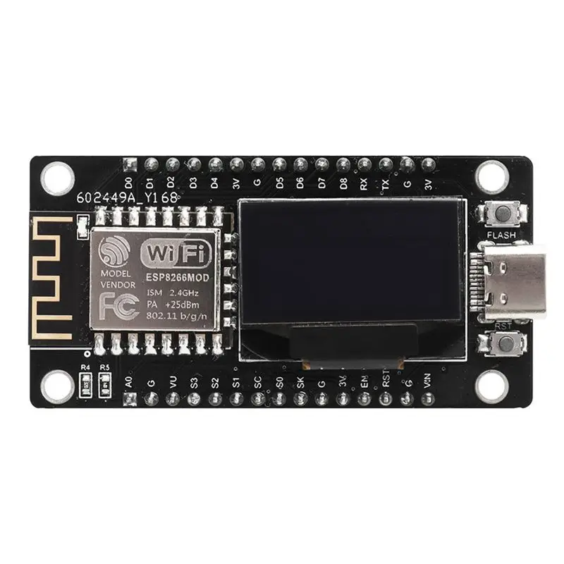 Фото Плата разработки NodeMCU 828SALE с 0,96-дюймовым OLED-дисплеем, модулем WiFi CH340 ESP-12E и разъемом Micro-USB для Micropython. №5