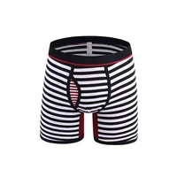 m 6xl fashion mens stripe boxers sexy cotton lengthen straight angle pants front opening design underpant