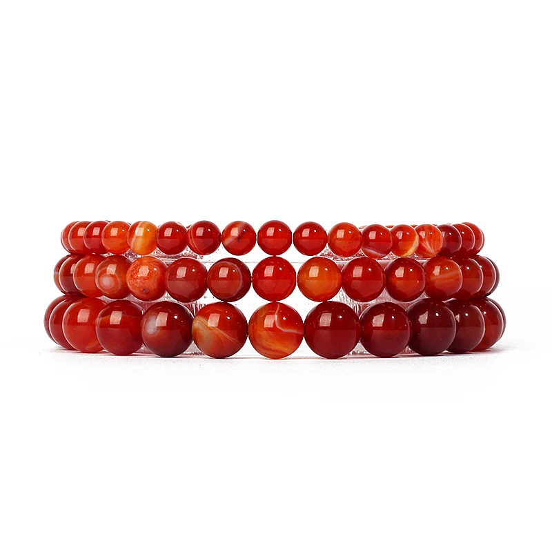 

Smooth Orange Agates Bracelets for Women Natural Stone Beads Watermelon Red Striped Agates Energy Stone Bracelets Reiki Jewelry