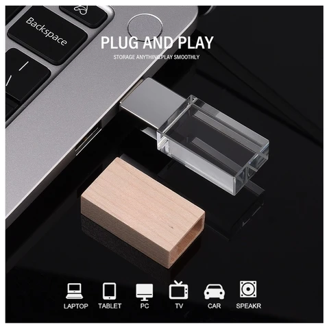 JASTER Деревянный USB-накопитель 64 ГБ Высокоскоростной флэш-накопитель 32 ГБ Кристалл Деревянный флэш-накопитель 16 ГБ Флешка Свадебные подарки 8 ГБ U-диск