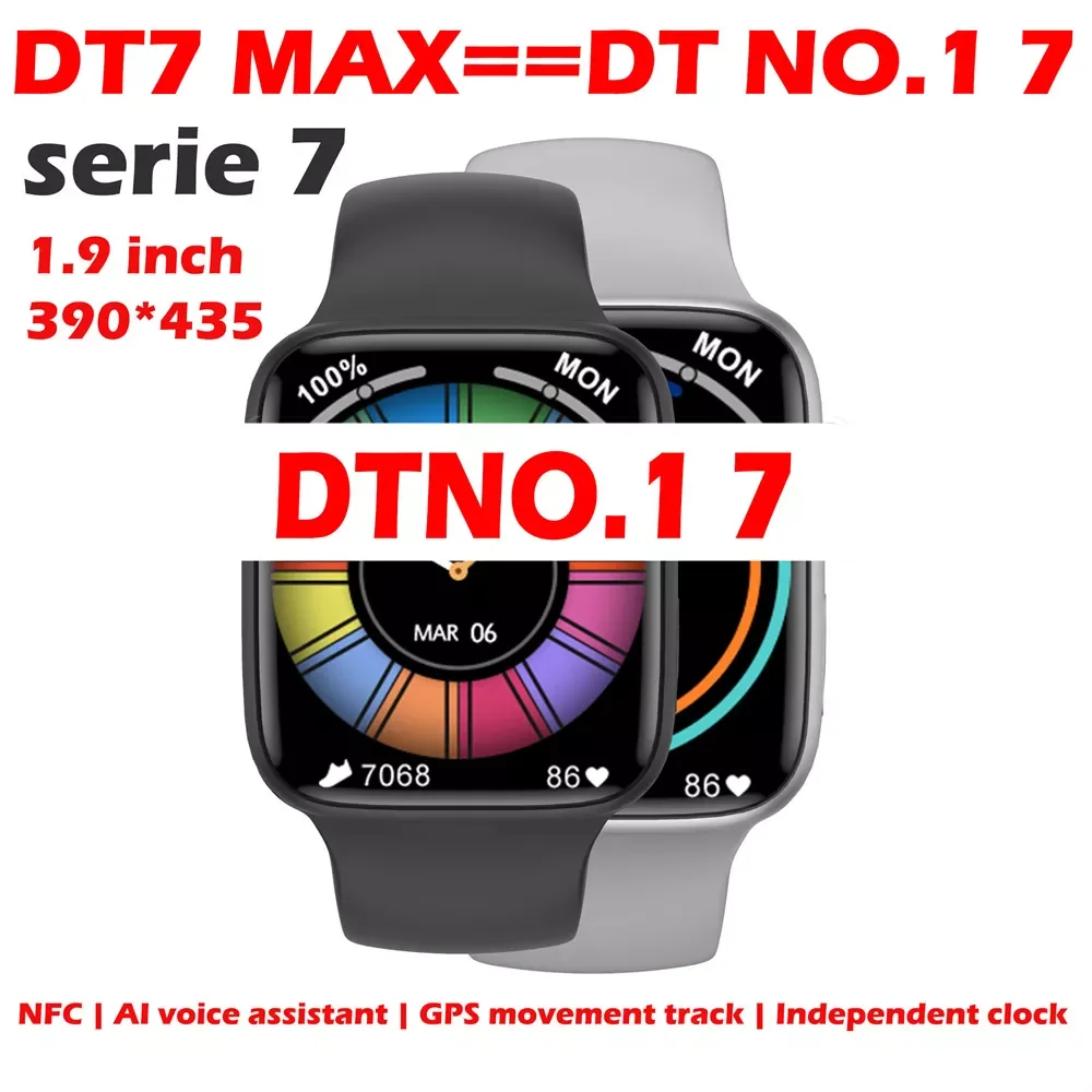 

IWO DTNo.1 7 DT7 MAX Smart Watch Men NFC AI Voice Assistant BT Call GPS Track Heart Rate Sleep Monitor 2022 Smartwatch Man Women