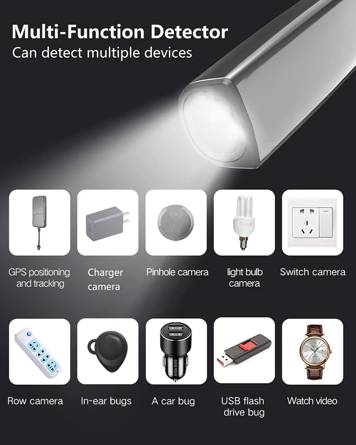 Portable Bug Detector to Protect Privacy GPS Tracker Eavesdropping Device Finder Frequency Detector enlarge