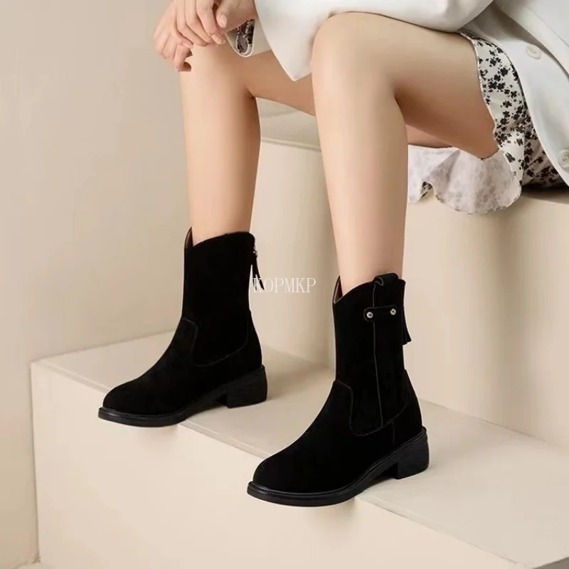 

Демисезонные Модные Женские однотонные ботильоны с острым носком, без застежки, шлепанцы, ботинки-лодочки, ботинки челси, 2023