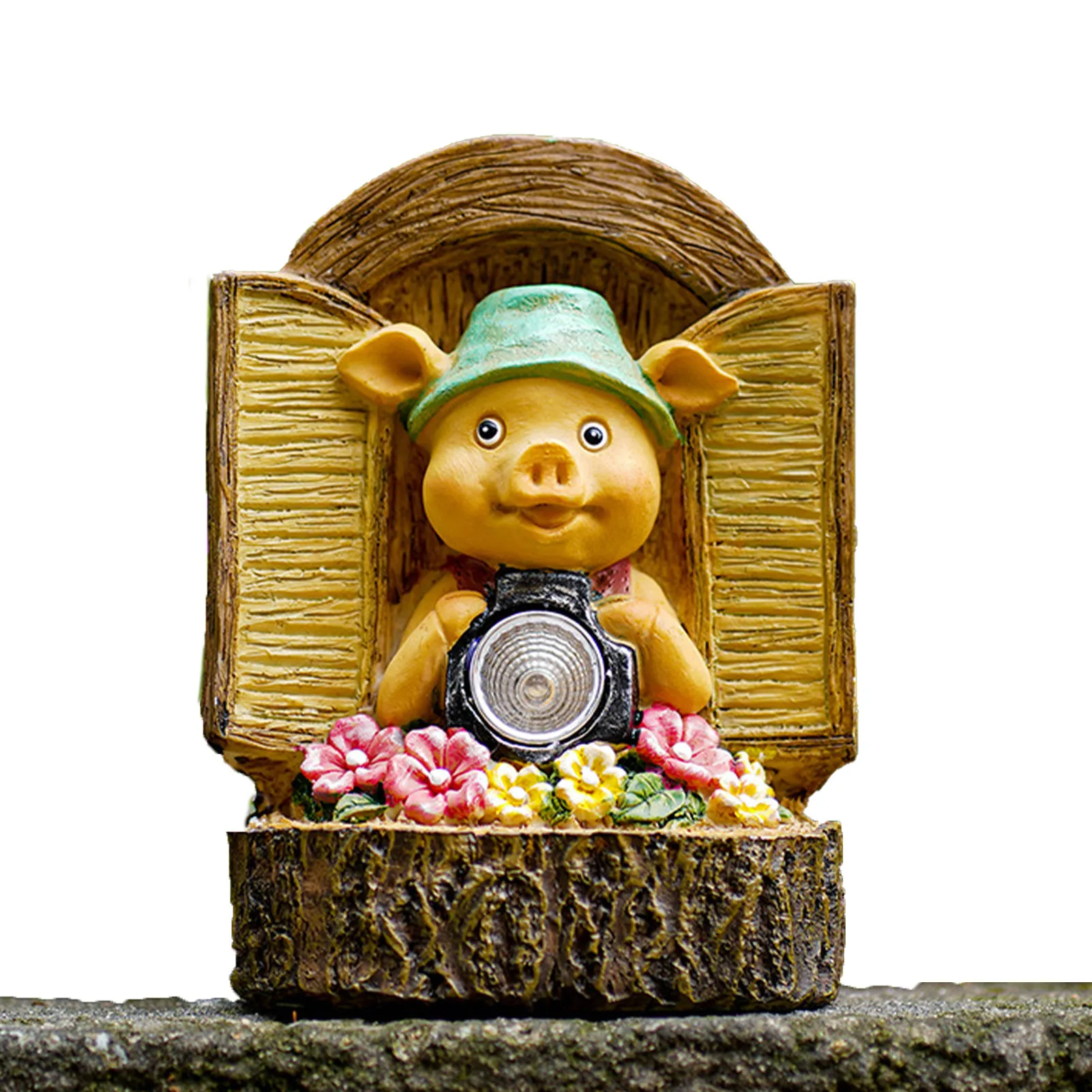 

Solar Piggy Garden Ornament Garden Cartoon Pig Figurine Solar Powered Outdoor Decorations Garden Animal Art For Yard Porch Patio