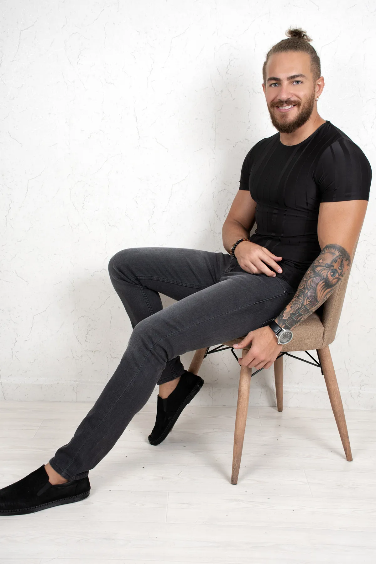 DeepSEA enzyme painting pipe leg men jeans 1901993