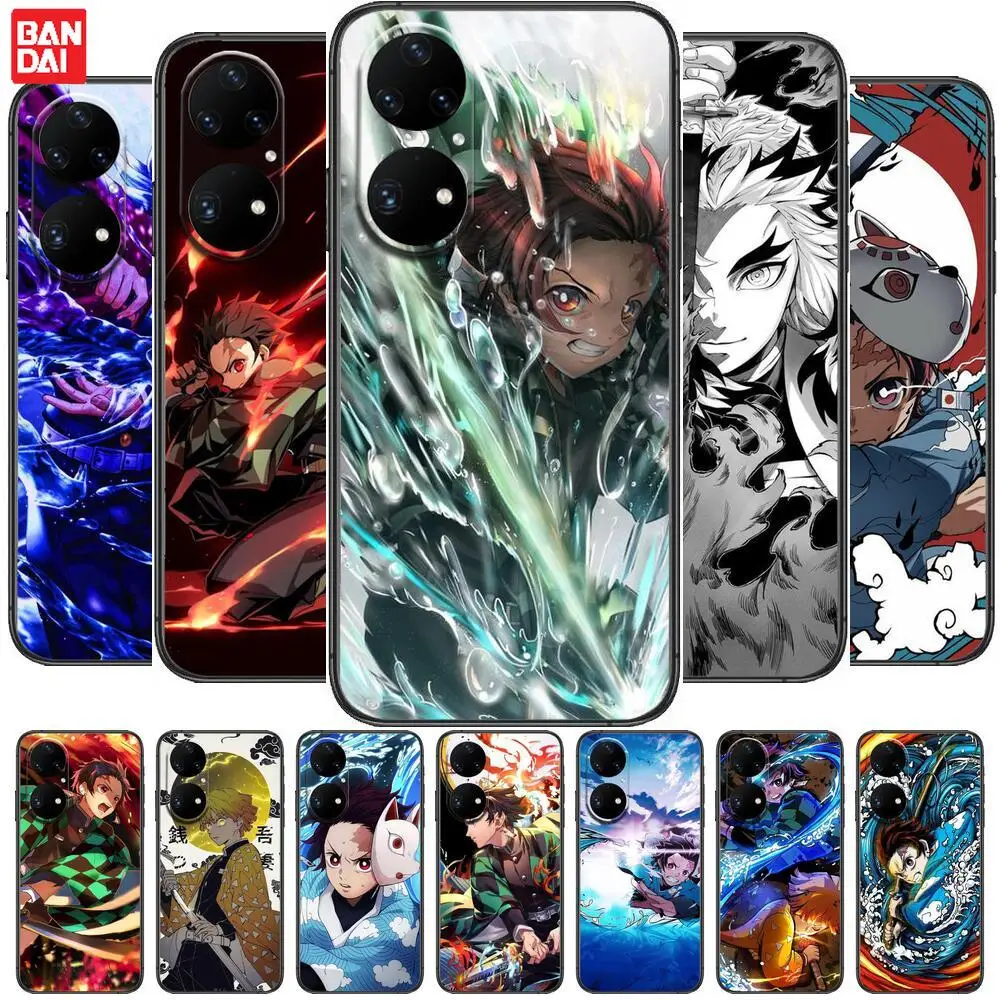 

Anime Ghost Slayer Phone Case For Huawei p50 P40 p30 P20 10 9 8 Lite E Pro Plus Black Etui Coque Painting Hoesjes comic fas