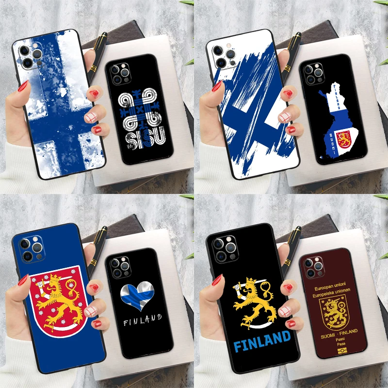Чехол с финским флагом для iPhone 16 15 14 13 12 11 Pro Max Mini 7 8 Plus X XR XS