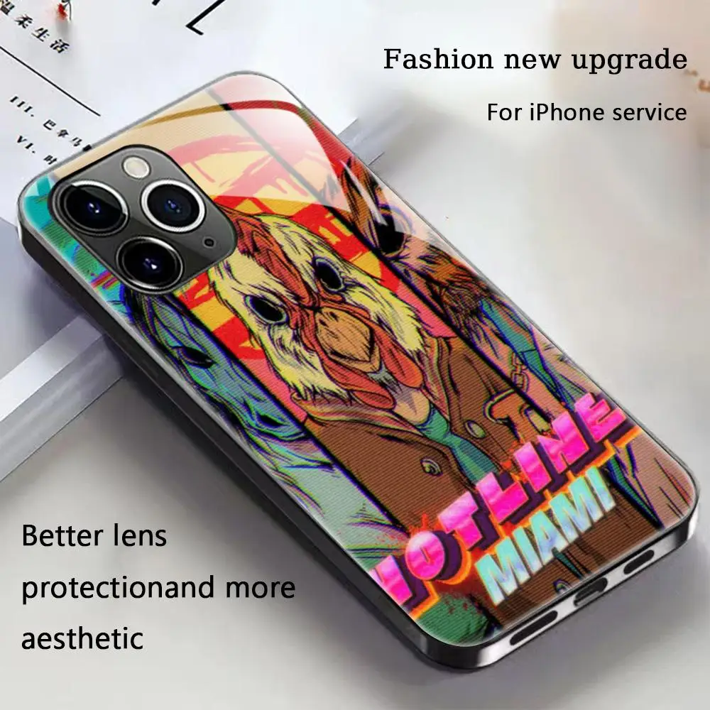 Фото Популярный чехол для телефона Hotline Miami Game для iPhone 17 16 15 14 13 12 11 X XR XS 8 Plus Mini Pro Max, стеклянный магнитный чехол №5