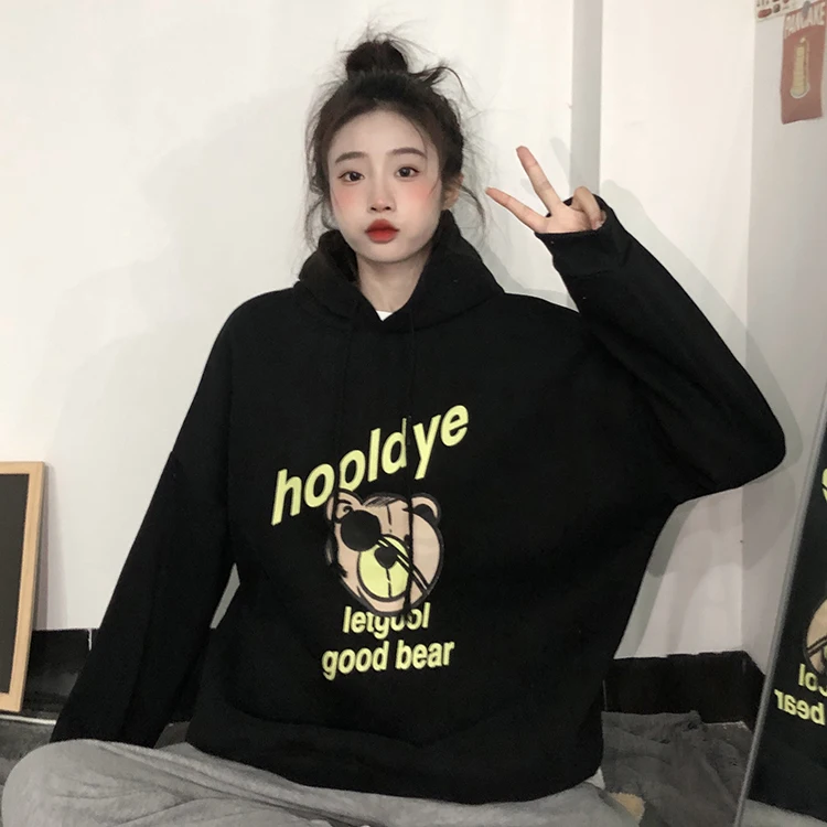 

1508 осень и зима новые свободные толстые флисовые толстовки с капюшоном