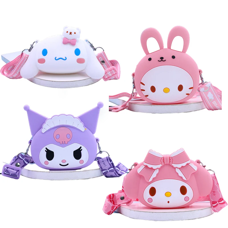 

Kawaii аниме Cinnamoroll My Melody Kuromi Kittys карманная сумка для хранения денег силикагелевая водонепроницаемая сумка-мессенджер детский подарок на день ...