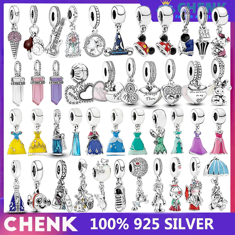 

Pendant 6 100% 925 Sterling Silver Princess Pendant Fit Pandora Original Bracelet 1:1 Model Have Original Logo Pendant Gift