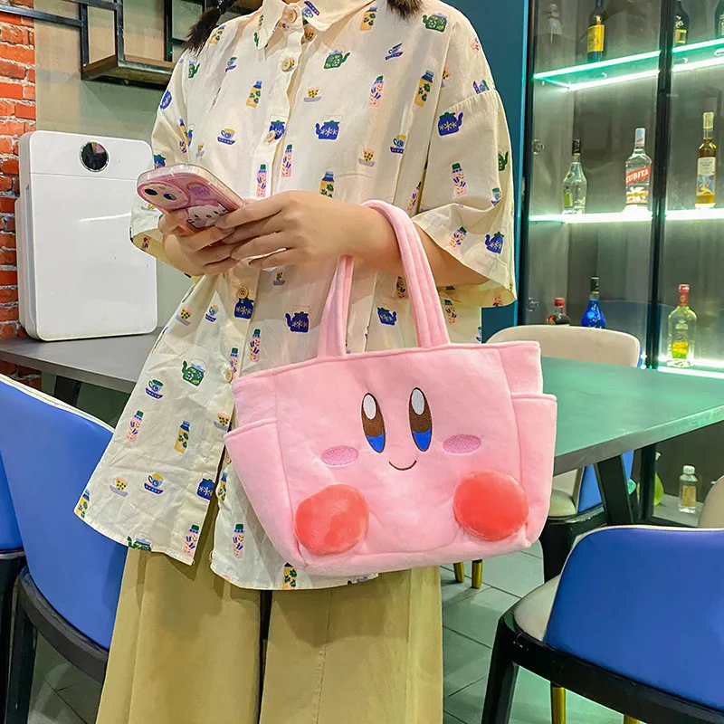 

Japan Ins Sanrio Cartoon Kirby Plush Handbag Bento Bag Jk Clothes Bag Cute Pink Shopping Storage Bag Gifts For Children