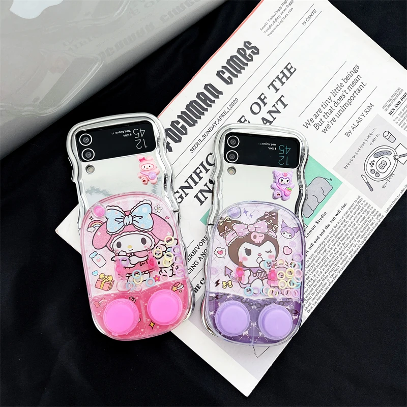 

Sanrio My Melody Kuromi Quicksand Game Console Phone Case for Samsung Galaxy Z Flip 3 Z Flip 4 Z Flip 5 5G PC Hard Back Cover