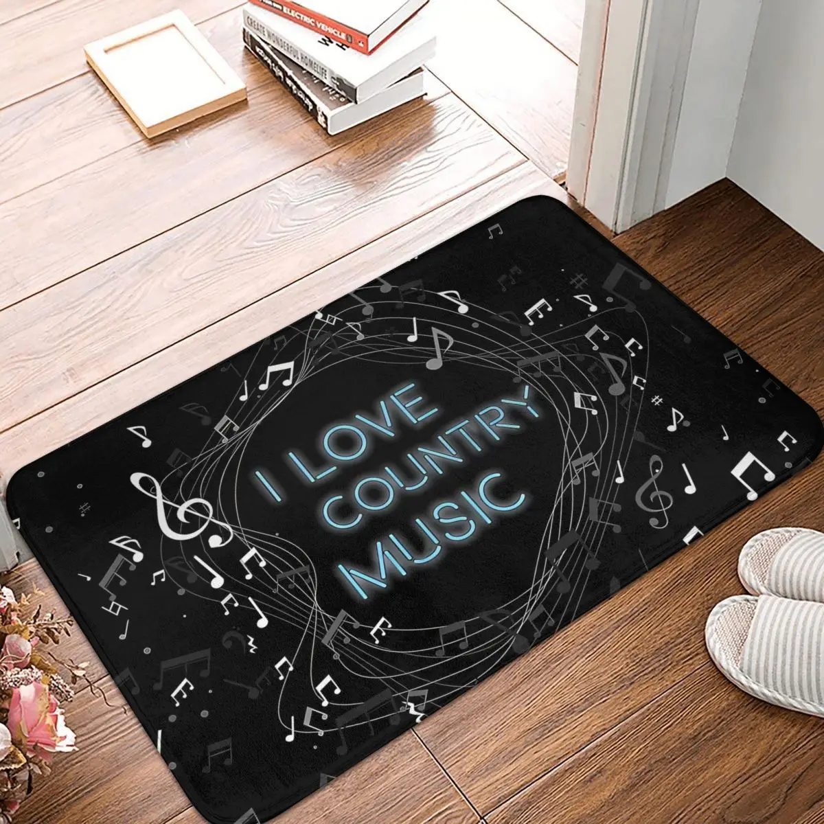 

I Love Country Music Guitar Anti-Slip Rug Doormat Living Room Mat Floor Carpet Entrance Door Decorative