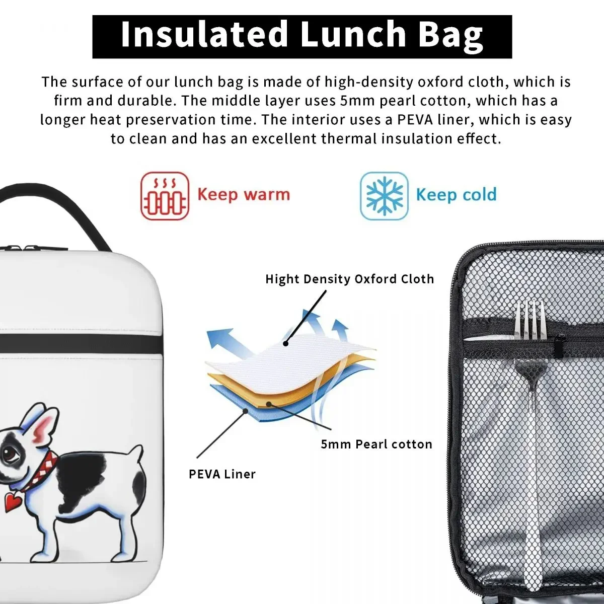 Сумка для обеда с французским бульдогом корги мем животные ланч-бокс мужчин