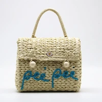 jiomay straw bags summer 2022 designer handbags for women female shopper fashion casual purses cute solid color weave beach bags