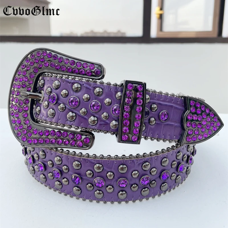 

Punk Dark Leather Strap Bling Belts Western Rhinestone Belts Studded Metal Diamond PU Leather Corset Belt Cinturones Para Mujer
