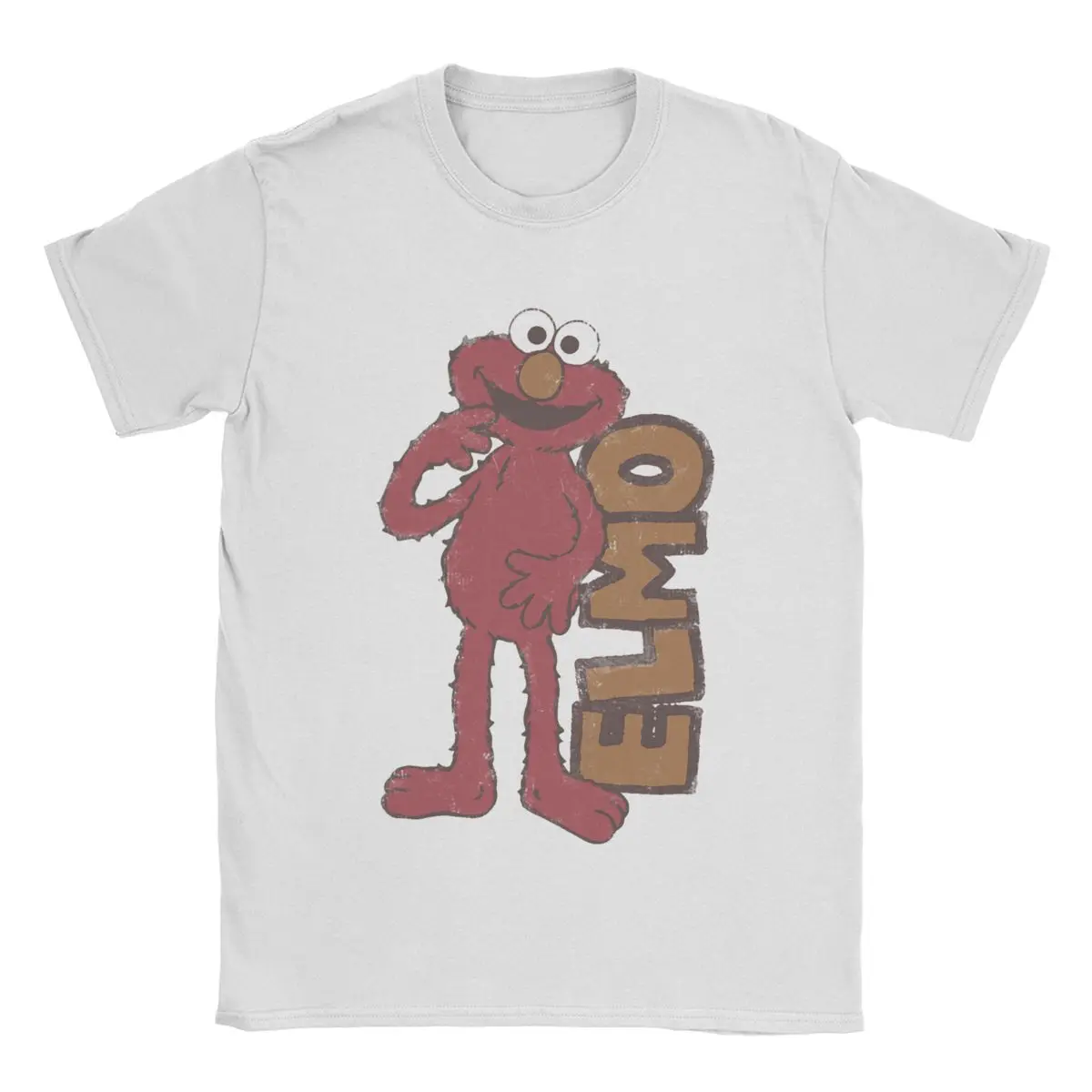 

Vintage Sesame Street Vintage Elmo T-Shirt Men Crew Neck 100% Cotton T Shirts Short Sleeve Tee Shirt Printing Tops