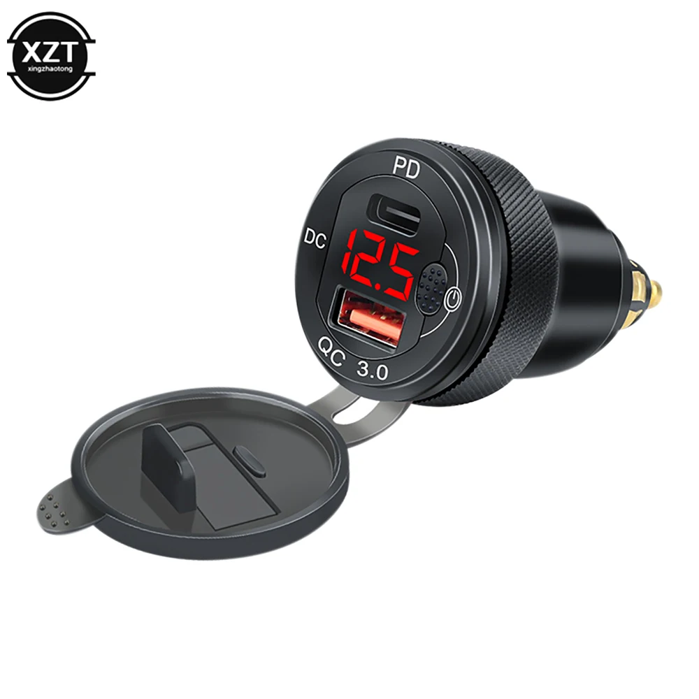 

Автомобильное зарядное устройство Dual QC3.0 USB Fast PD Зарядное устройство 12-24 В из алюминиевого сплава Черный Qiuck Зарядный адаптер для BMW Автомобиль Мотоцикл