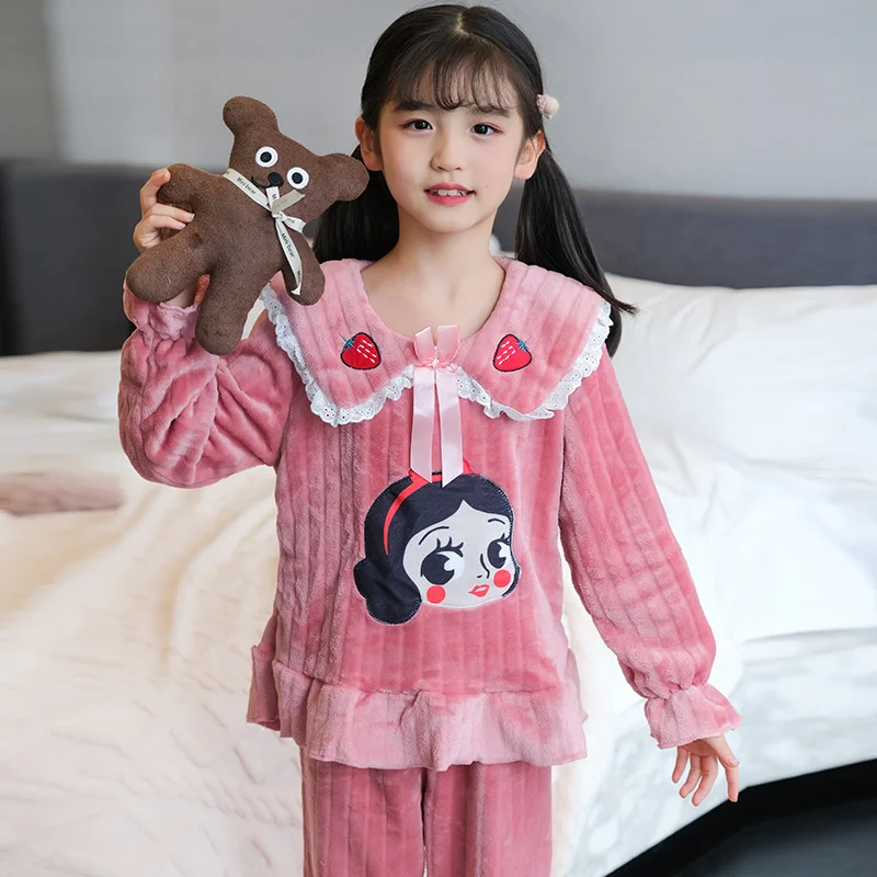 

Autumn Winter Children's Pajamas Set Flannel Super Warm Pyjamas Kids Thicken Fleece Sleepwear Cute Boys Girls Night Clothes