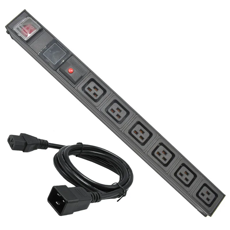 

PDU Power Strip C19 output Multiple SOCKET 6AC socket With current display meter IEC320 C14 port with 16A overload protection