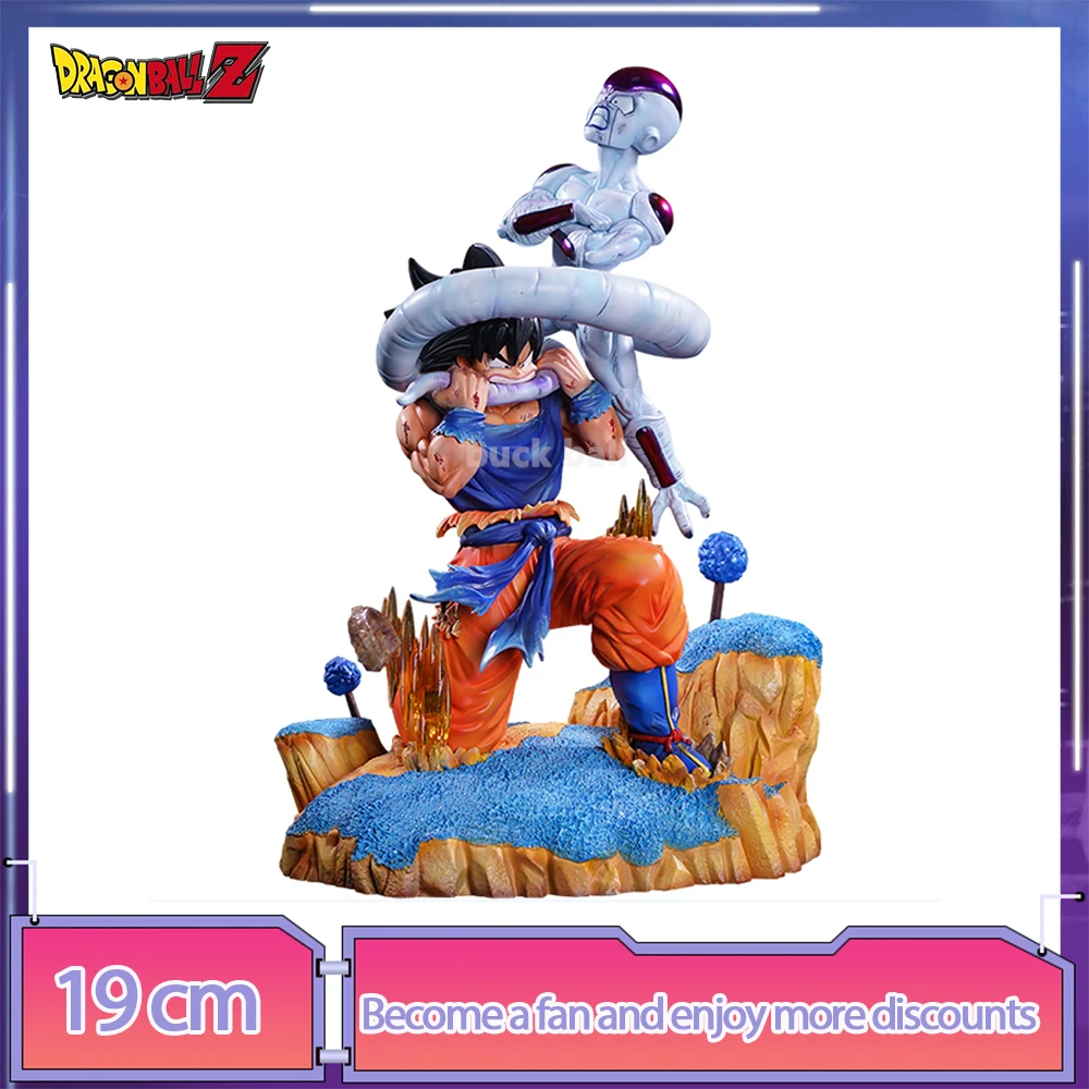 

19cm Dragon Ball Z Goku Anime Figure Namek Son Goku Bites Frieza Tail GK Figurine Statue Model Doll Room Ornament Toy Gifts