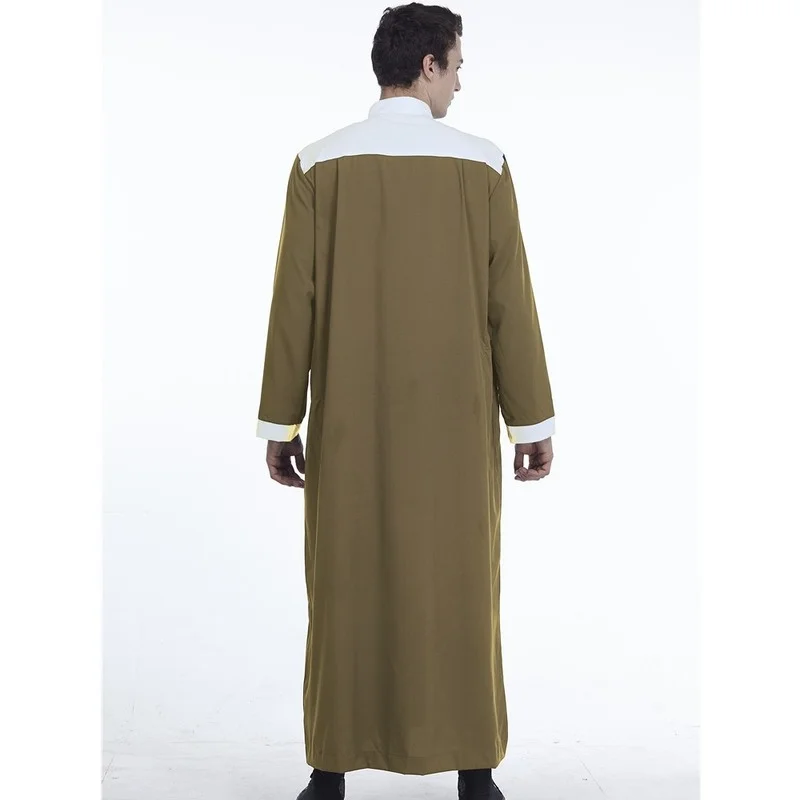 Men's Muslim Robe Daily Casual Commuter Slim Saudi Arabian Ethnic Colorblock Five Button Robe  Africa Business Casual New 2022