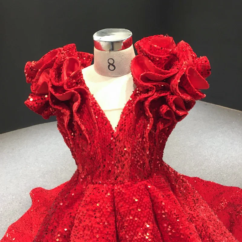 Красные мини-платья Quinceanera бальное платье Charro платья с блестками для
