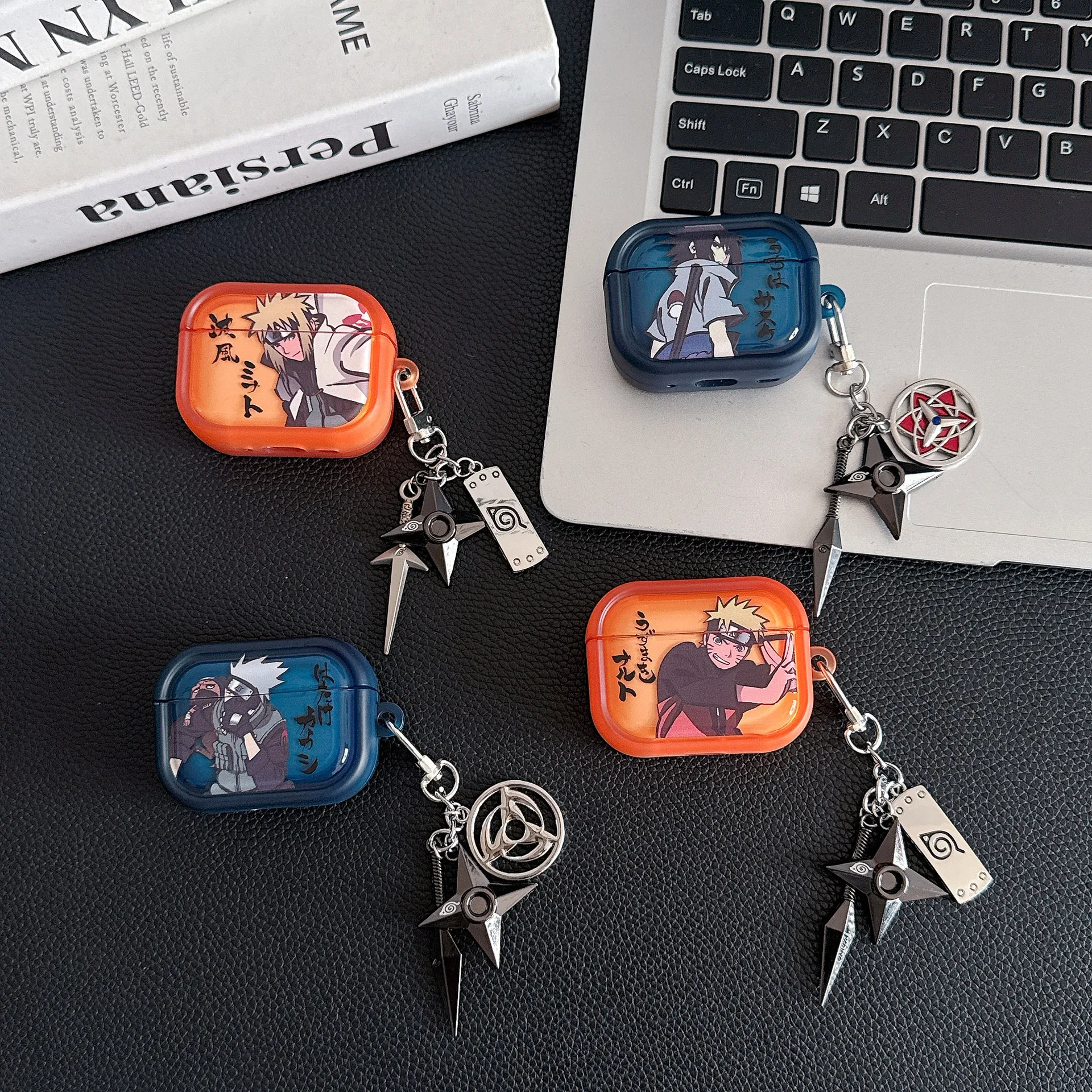 Фото Чехол NARUTO Kakashi 3D Anime для Airpods Pro 3, защитный чехол из ТПУ для наушников Airpods Pro 2/Airpods 4 с брелоком №2