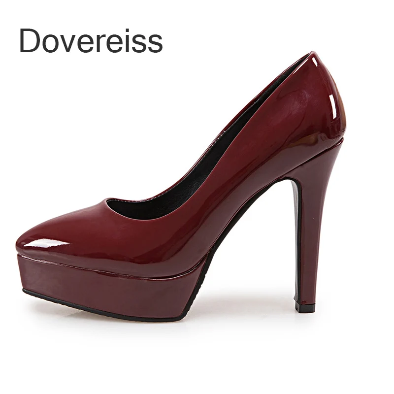 

2022 Fashion Waterproof Burgundy Pumps Women's Shoes Elegant New Platform Buckle Sexy Stilettos Heels Office Lady 40 41 42 43 44