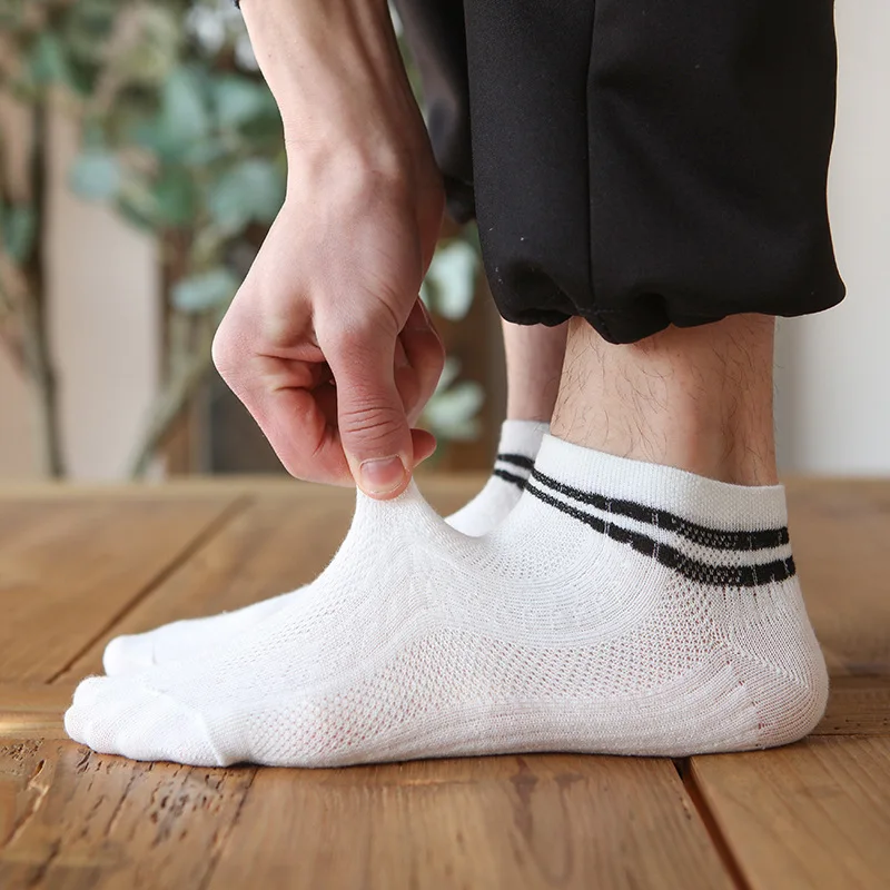 50 Pairs Men Women Cotton Ankle Socks Low Tube Autumn Striped Comfortable Breathable Sweat Absorption Socks