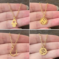 women buddha hand yinyang yoga horseshoe pendant necklaces for women gifts fashion jewelry choker