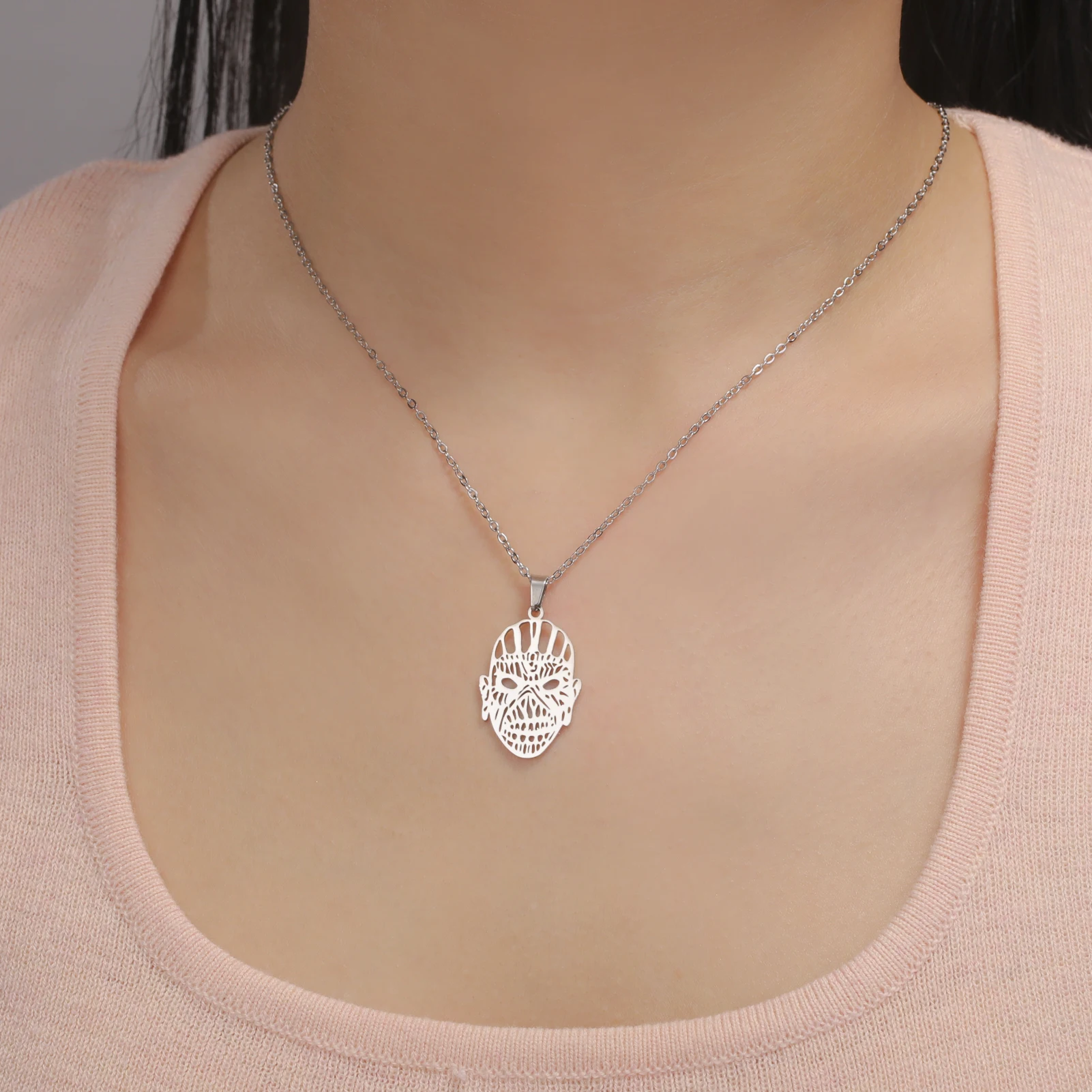 Ожерелье Унисекс Из Нержавеющей Стали В Стиле Хип-хоп Со Скелетом Для Мужчин И