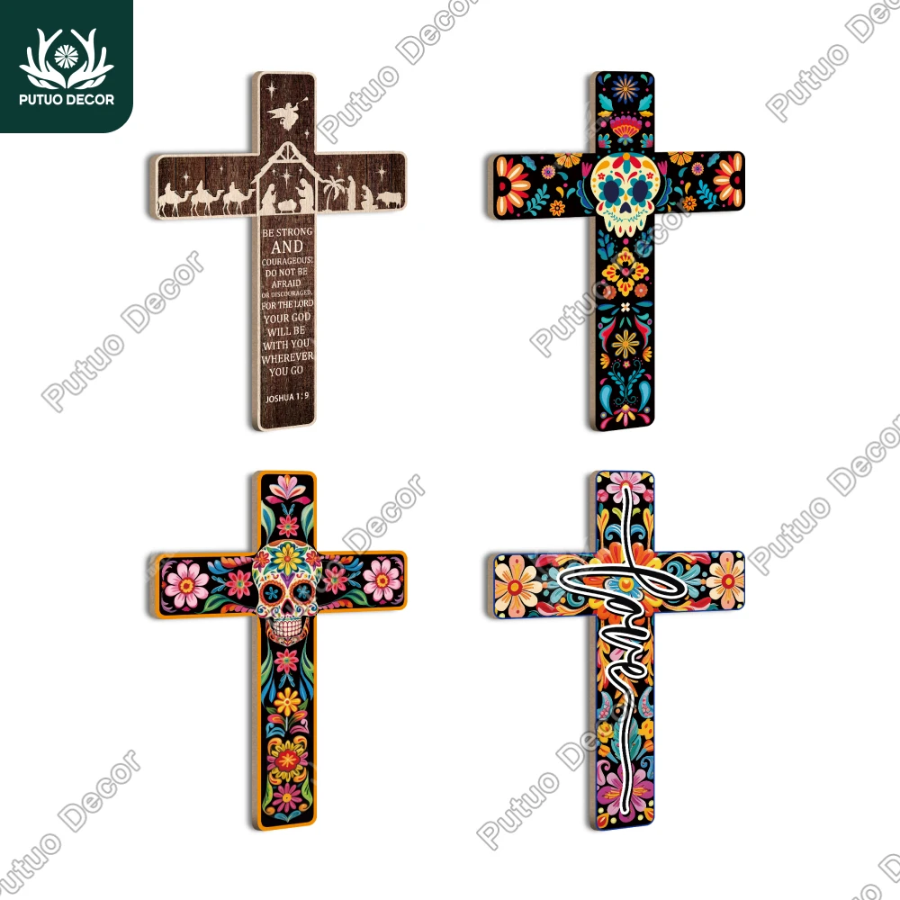 Декор Putuo мексиканское распятие деревянное украшение на стену - 15 9 х 11 8 дюймов