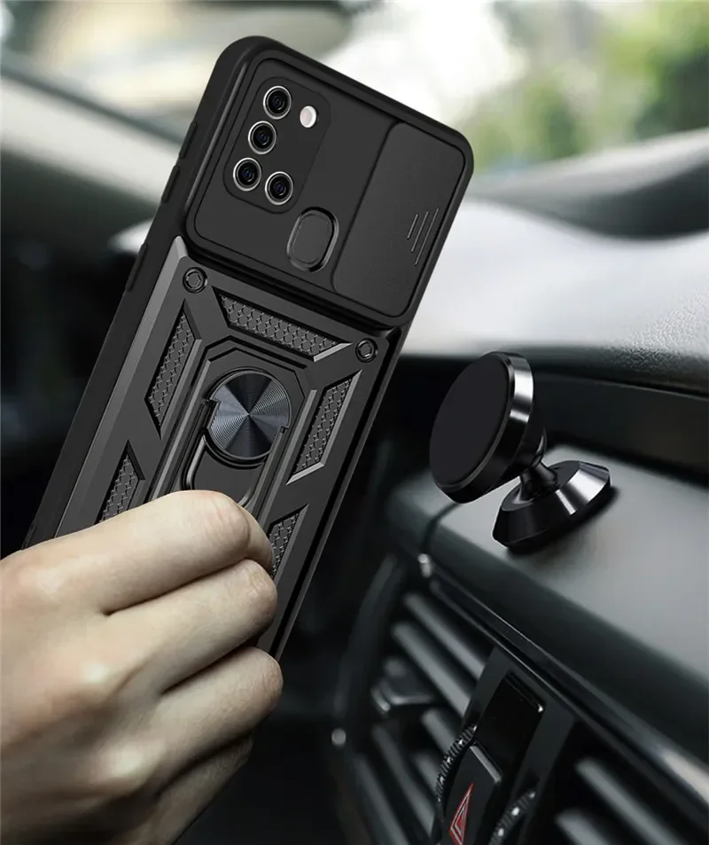 Для Samsung Galaxy A21S чехол противоударный бронированный держатель-подставка с