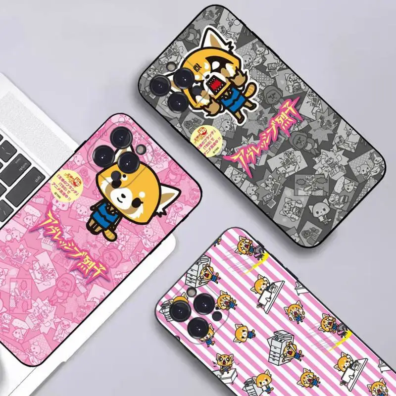 

MINISO Aggretsuko Phone Case Silicone Soft for iphone 14 13 12 11 Pro Mini XS MAX 8 7 6 Plus X XS XR Cover